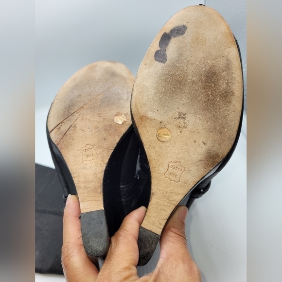 BCBGMAXAZRIA Ma-Remy Knee High Black Lamb Leather Wedge Boots Size 8.5 - Picture 11 of 16